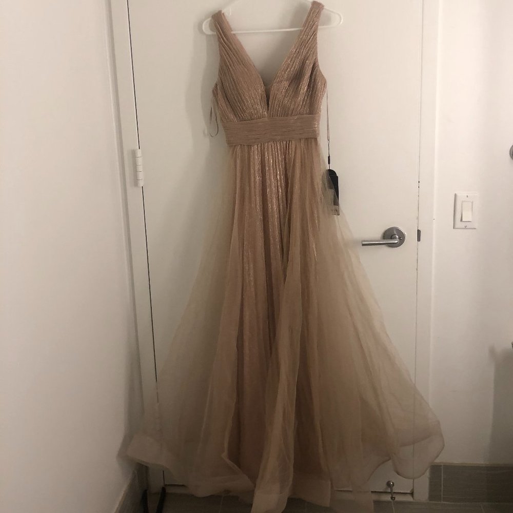 V-Neck Ball Gown Long Dress